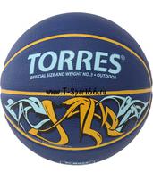 Мяч баскетбольный TORRES Jam р.3, резина,син-желт-голубо В00043