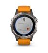 Мультиспортивные часы Garmin Fenix 5 Plus Sapphire титановый с оранжевым ремешком