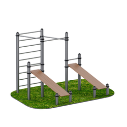 Комплекс из 2 скамеек для пресса и трех турников ARWOK020.4