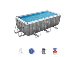Бассейн каркасный Power Steel прямоугольный 412*201*122 см + 2 аксессуара Bestway (56722)