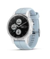 Мультиспортивные часы Garmin Fenix 5s Plus белые с голубым ремешком