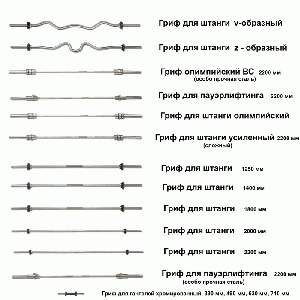 виды грифов для штанги